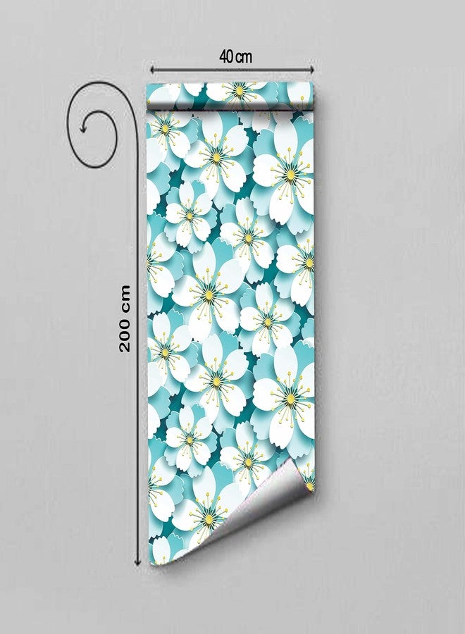 WallDaddy Self Adhesive Wall Stickers & Wallpapers | Large Size (40x200) CM for Wallpaper for Walls | Wallpaper for Drawing Room and | Wallpaper for Bedroom Blue Floral Wallpapers (Blue Flower) - Image 2